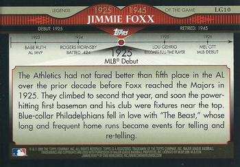 2009 Topps - Legends of the Game #LG10 Jimmie Foxx Back