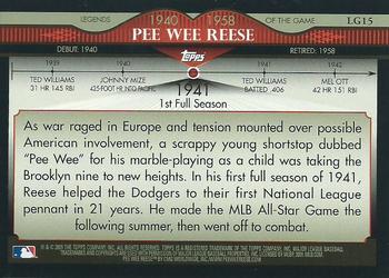 2009 Topps - Legends of the Game #LG15 Pee Wee Reese Back