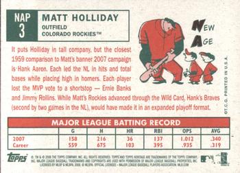 2008 Topps Heritage - New Age Performers #NAP3 Matt Holliday Back
