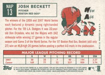 2008 Topps Heritage - New Age Performers #NAP13 Josh Beckett Back