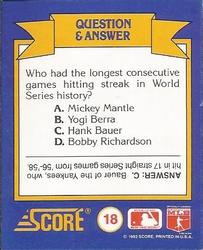 1991 Score Rookie & Traded - Magic Motion: World Series Trivia II #18 Q & A Card 18 Back