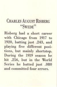 1992 Manning 1919 Black Sox Reprints #NNO Swede Risberg Back