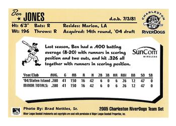 2005 Charleston RiverDogs #NNO Ben Jones Back