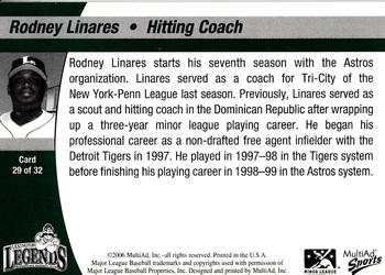 2006 MultiAd Lexington Legends #29 Rodney Linares Back
