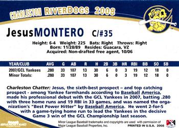 2008 Grandstand Charleston RiverDogs #NNO Jesus Montero Back