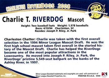 2008 Grandstand Charleston RiverDogs #NNO Charlie T. RiverDog Back