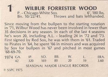 1975 SSPC 42 #1 Wilbur Wood Back