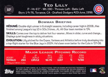 2009 Bowman #17 Ted Lilly Back