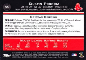 2009 Bowman #38 Dustin Pedroia Back