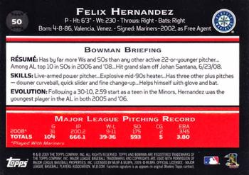 2009 Bowman #50 Felix Hernandez Back