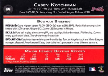 2009 Bowman #64 Casey Kotchman Back