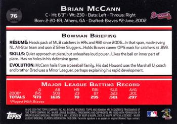 2009 Bowman #76 Brian McCann Back