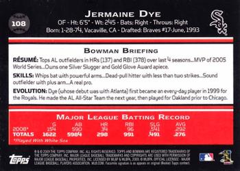 2009 Bowman #108 Jermaine Dye Back