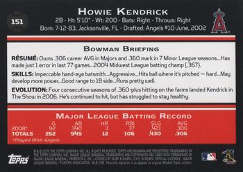 2009 Bowman #151 Howie Kendrick Back