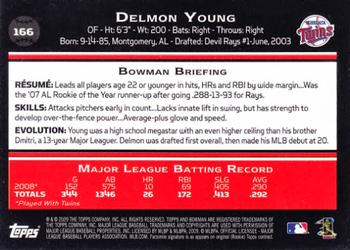 2009 Bowman #166 Delmon Young Back