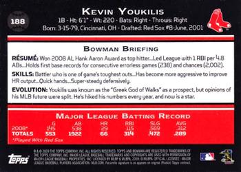 2009 Bowman #188 Kevin Youkilis Back