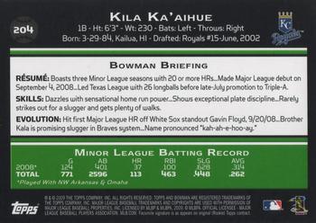 2009 Bowman #204 Kila Ka'aihue Back