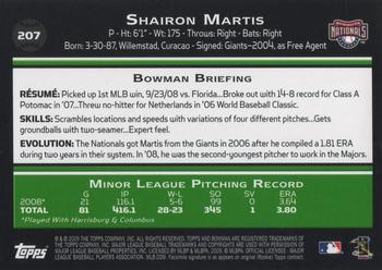 2009 Bowman #207 Shairon Martis Back
