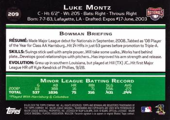 2009 Bowman #209 Luke Montz Back