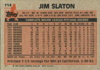 1983 Topps #114 Jim Slaton Back