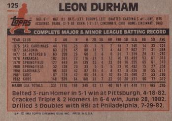 1983 Topps #125 Leon Durham Back