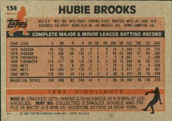 1983 Topps #134 Hubie Brooks Back
