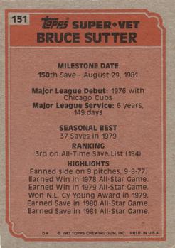 1983 Topps #151 Bruce Sutter Back