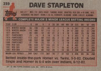 1983 Topps #239 Dave Stapleton Back