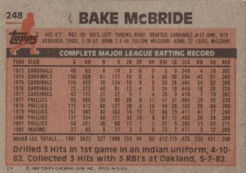 1983 Topps #248 Bake McBride Back