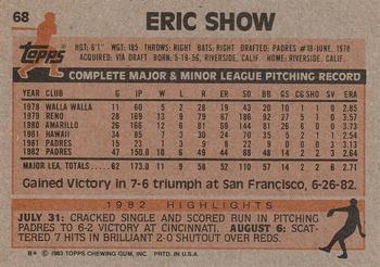 1983 Topps #68 Eric Show Back