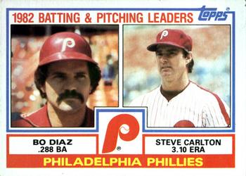 1983 Topps #229 Phillies Leaders / Checklist (Bo Diaz / Steve Carlton) Front