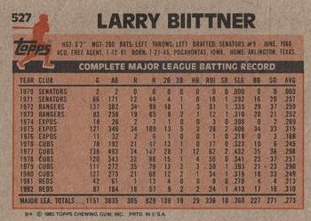1983 Topps #527 Larry Biittner Back