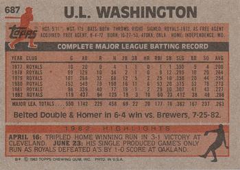 1983 Topps #687 U.L. Washington Back