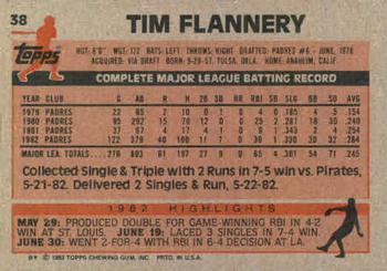 1983 Topps #38 Tim Flannery Back