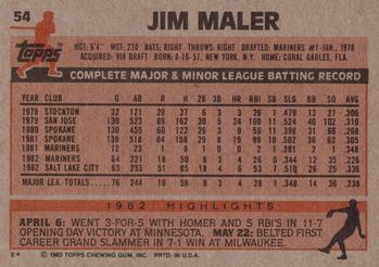 1983 Topps #54 Jim Maler Back