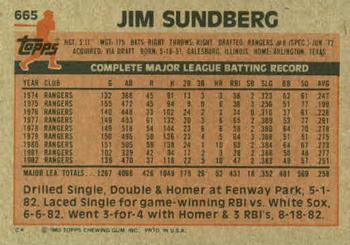 1983 Topps #665 Jim Sundberg Back