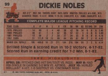 1983 Topps #99 Dickie Noles Back