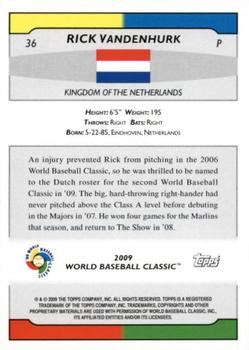 2009 Topps World Baseball Classic Box Set #36 Rick Vanden Hurk Back