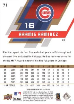 2009 SPx #71 Aramis Ramirez Back