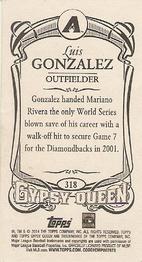 2014 Topps Gypsy Queen - Mini #318 Luis Gonzalez Back