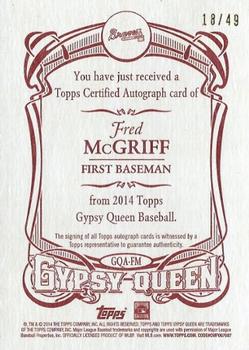 2014 Topps Gypsy Queen - Autographs Red #GQA-FM Fred McGriff Back