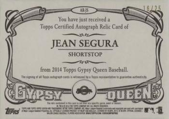 2014 Topps Gypsy Queen - Relic Autographs #AR-JS Jean Segura Back