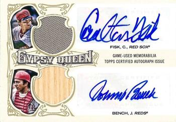 2014 Topps Gypsy Queen - Relic Autographs Dual #DAR-FB Johnny Bench / Carlton Fisk Front