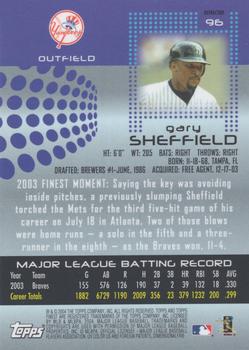 2004 Finest - Refractors #96 Gary Sheffield Back