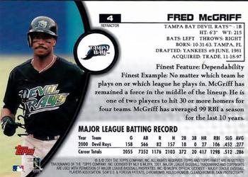 2001 Finest - Refractors #4 Fred McGriff Back