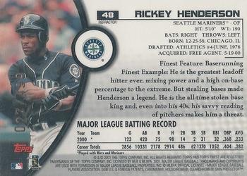 2001 Finest - Refractors #48 Rickey Henderson Back