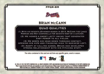 2014 Topps Museum Collection - Single Player Primary Pieces Quad Relics Copper #PPQR-BM Brian McCann Back