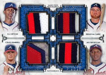 2014 Topps Museum Collection - Four Player Primary Pieces Quad Patch Relics #PPFQP-14 Justin Upton / Craig Kimbrel / B.J. Upton / Brian McCann Front