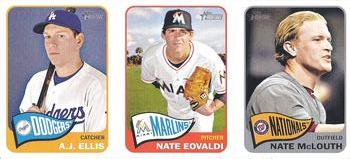 2014 Topps Heritage - Advertising Panels #NNO A.J. Ellis / Nate Eovaldi / Nate McLouth Front