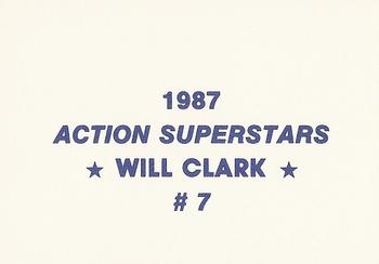 1987 Action Superstars (unlicensed) #7 Will Clark Back